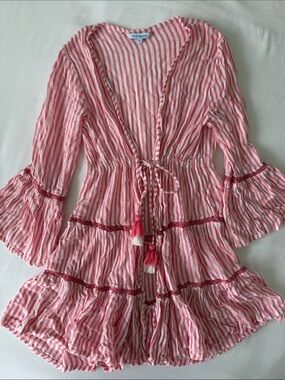 blue island Red and White Striped Tee